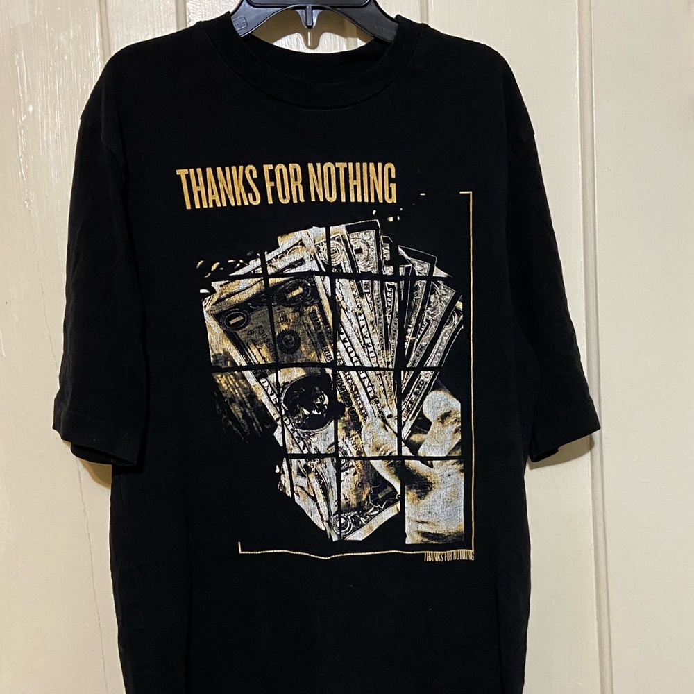 Divided‎ T Shirt Adult XS Black Thanks For Nothing Money Graphic